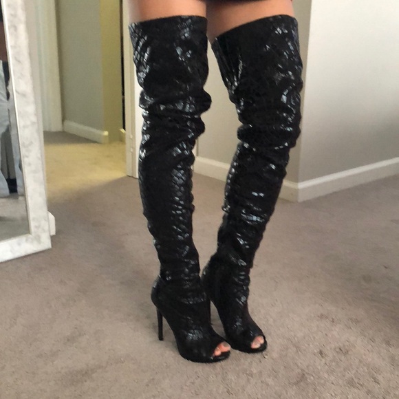 bebe thigh high boots